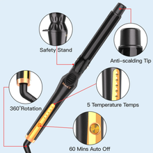 Load image into Gallery viewer, 1.25in Ceramic Tourmaline Barrel for Hair Curling, Professional Hair Curler up to 410°F with Dual Voltage, Hair Weaving Style Tool Gift for Girls Women