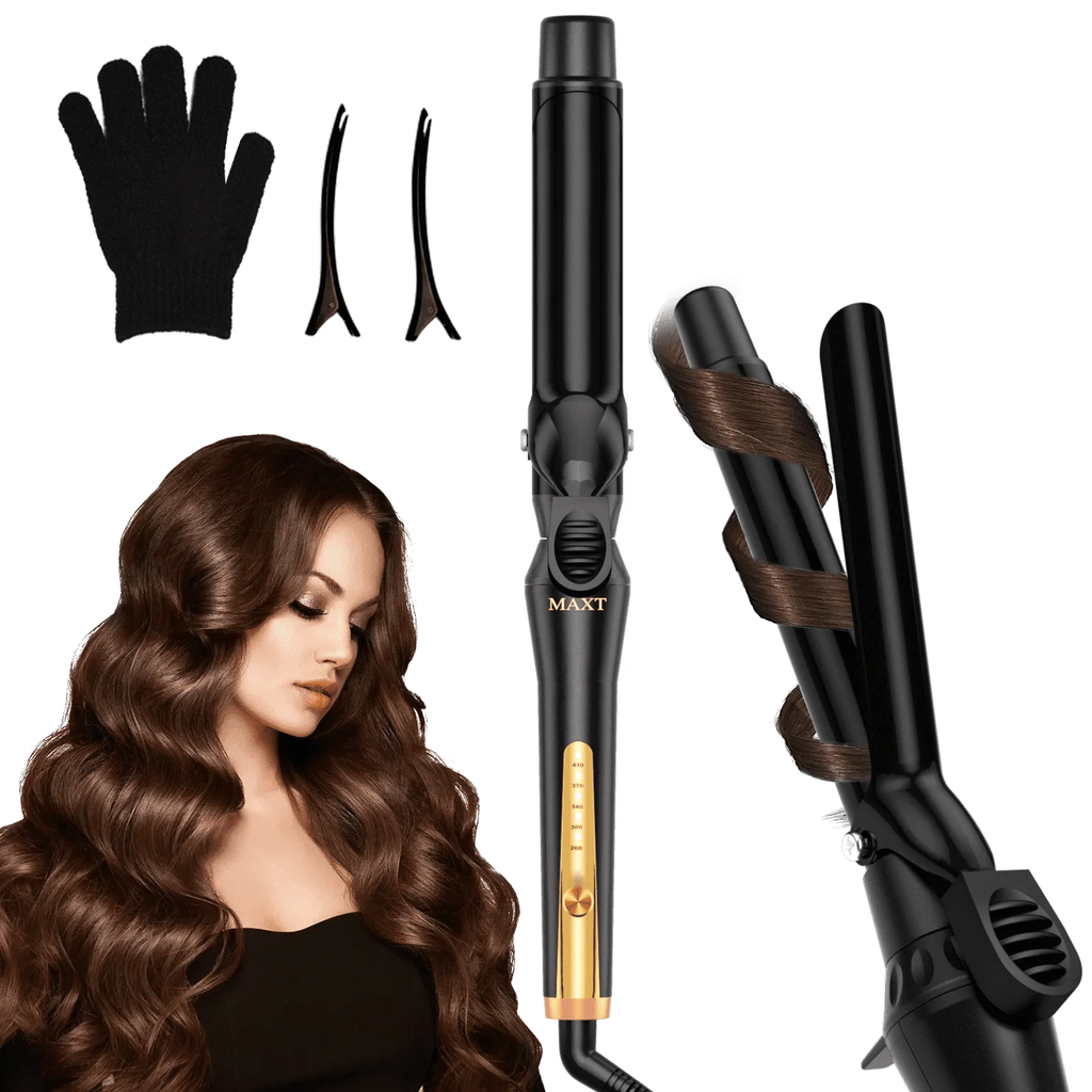 MAXT Double Ceramic Curling Iron, 1-Inch Barrel Produces Classic Curls for Short, Medium, and Long Hair