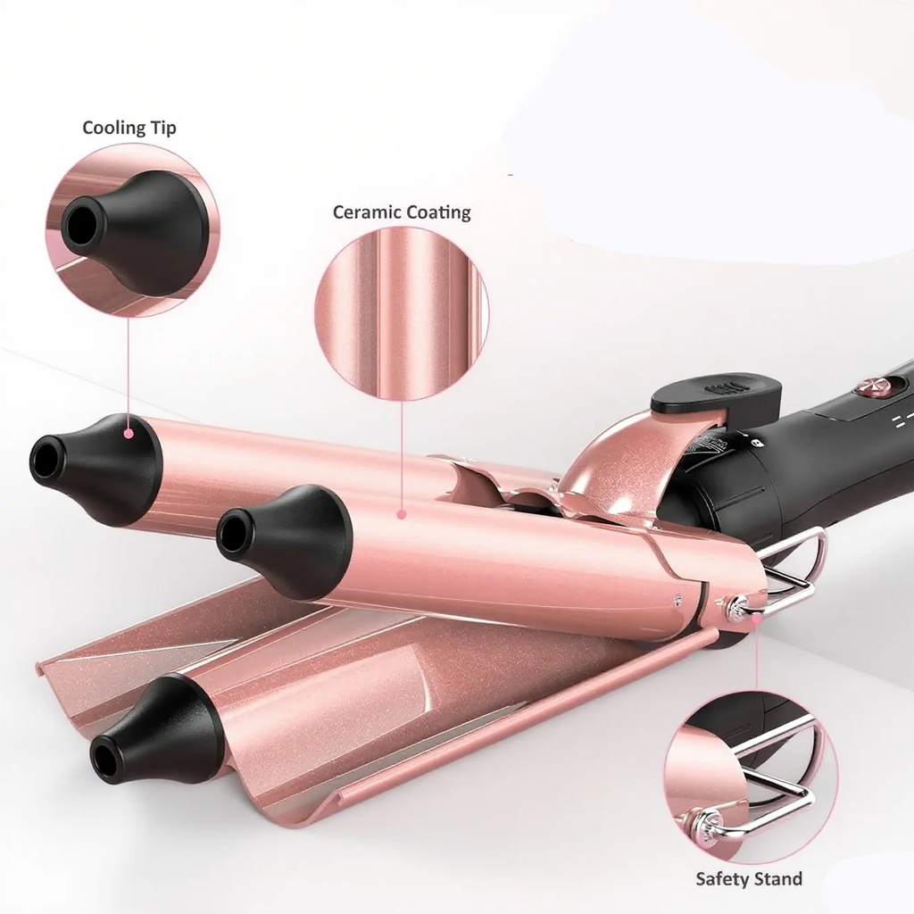 MOCEMTRY Curling Iron Wand, 5 in 1 Curling Wand Set includes 3 Barrel Crimper, Fast Heating Hair Curler Gift for Women