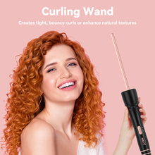 Load image into Gallery viewer, Curling Iron Set for Beginners, 3 in 1 Curling Wand Set with Thermal Brush, 3 Interchangeable Ceramic Hair Wand Curler (0.35”-1.25”), Dual Voltage Hair Curler