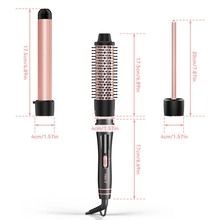 Load image into Gallery viewer, Curling Iron Set for Beginners, 3 in 1 Curling Wand Set with Thermal Brush, 3 Interchangeable Ceramic Hair Wand Curler (0.35”-1.25”), Dual Voltage Hair Curler