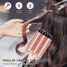 Load image into Gallery viewer, 3 in 1 Curling Wand Set Included 1 inch 3 barrel hair crimper, 0.35 inch hair curling wand and 1.73 inch wand curler, Long Barrel Curling Iron with Tourmaline Ceramic Coating, Fast Heating