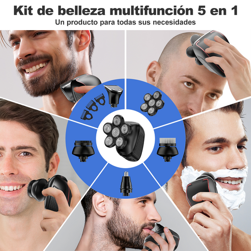 MAXT 5 in 1 Electric Head Shavers Sets Hair Body Back Groin Nose Bikini Razor for Bald Men Head Grooming Kit Cordless Waterproof Dry Wet with Type-C