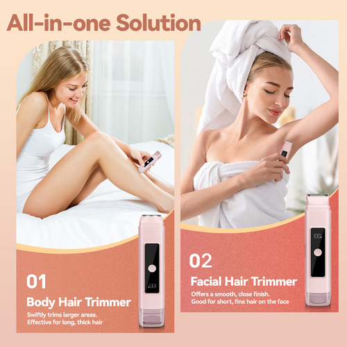 MAXT Electric Shaver Razor for Women 2 in 1 Bikini Trimmer for Women Shaver Body Face Underarm Leg Pubic Trimmer Rechargeable IPX7 Waterproof