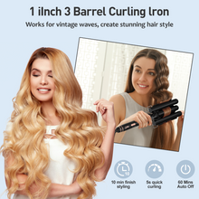 Load image into Gallery viewer, MAXT 5 in 1 Curling Iron Wand Set Dual Voltage 0.35-1.25&quot; Replaceable Ceramic Wand Curler with Glove &amp; Clips Black