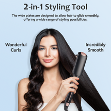 Load image into Gallery viewer, FINETOL Flat Iron Hair Straightener Infrared Hair Straighteners with Wide Ceramic Plates Nano Silver Argan Oil 5 Heat Settings (280°F–450°F) LED Display Dual Voltage,Black