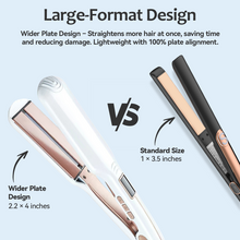 Load image into Gallery viewer, FINETOL Flat Iron Hair Straightener Infrared Hair Straighteners with Wide Ceramic Plates Nano Silver Argan Oil 5 Heat Settings (280°F–450°F) LED Display Dual Voltage,White