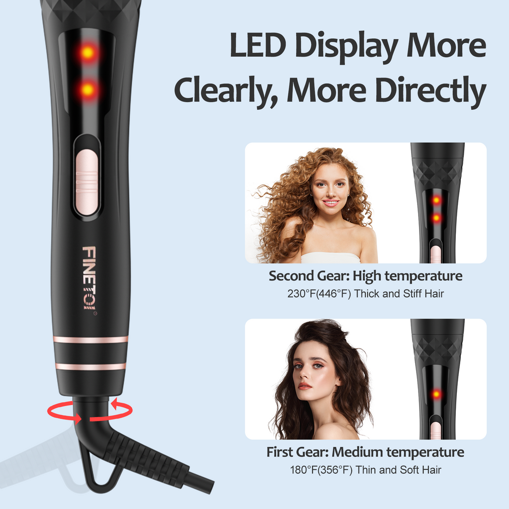 Curling Iron Set 5 in 1, FINETOL Curling Wand Set with Thermal Brush and 4 Interchangeable Ceramic Curling Wand(0.35"-1.25")