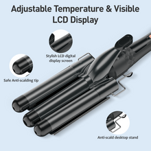 Load image into Gallery viewer, MAXT 5 in 1 Curling Iron Wand Set Dual Voltage 0.35-1.25&quot; Replaceable Ceramic Wand Curler with Glove &amp; Clips Black