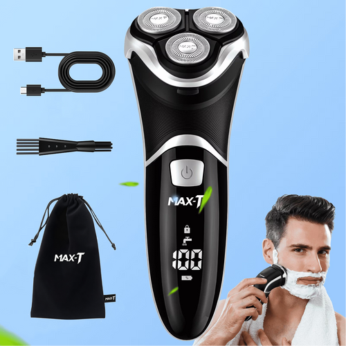 MAXT Electric Razor Shaver for Men Wet & Dry Rechargeable IPX7 Waterproof Beard Trimmer with Pop up Trimmer and LED Display for Dad Husband Gift