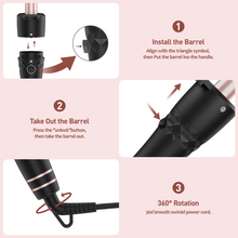 Load image into Gallery viewer, MAXT 5 in 1 Curling Iron Wand Set Dual Voltage 0.35-1.25&quot; Replaceable Ceramic Wand Curler with Glove &amp; Clips Pink