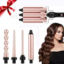 Load image into Gallery viewer, 5 in 1 Curling Wand Set, Curling Wand Set with 3 barrel curlers and 4 Interchangeable Ceramic Curling Wand(0.35”-1.25”), Instant Heat Up Wand Curling Iron (Rose Gold)