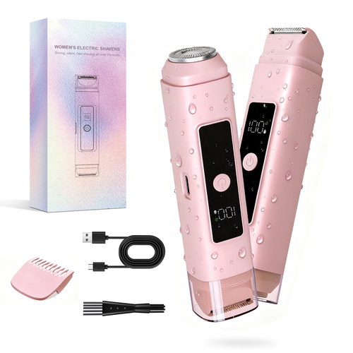 MAXT Electric Shaver Razor for Women 2 in 1 Bikini Trimmer for Women Shaver Body Face Underarm Leg Pubic Trimmer Rechargeable IPX7 Waterproof
