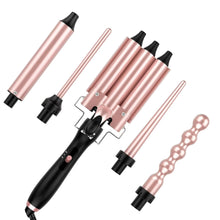 Load image into Gallery viewer, MOCEMTRY 5 in 1 Curling Wand Set with 3 Barrel Hair Crimper for Women，Fast Heating Hair Wand Curler with Two Temp Control.