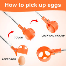 Load image into Gallery viewer, Egg Grabber for Chicken Eggs Extendable Stainless Steel Egg Picker Tool with Non-Slip Handle, Long Reach Egg Lifter for Picking Eggs from Coop, Poultry Nest, and Farm Use