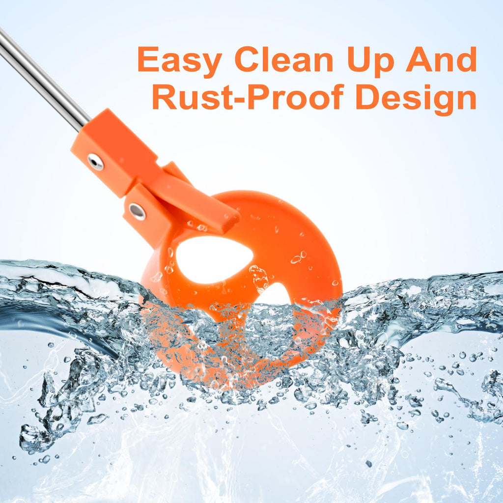 Egg Grabber for Chicken Eggs Extendable Stainless Steel Egg Picker Tool with Non-Slip Handle, Long Reach Egg Lifter for Picking Eggs from Coop, Poultry Nest, and Farm Use